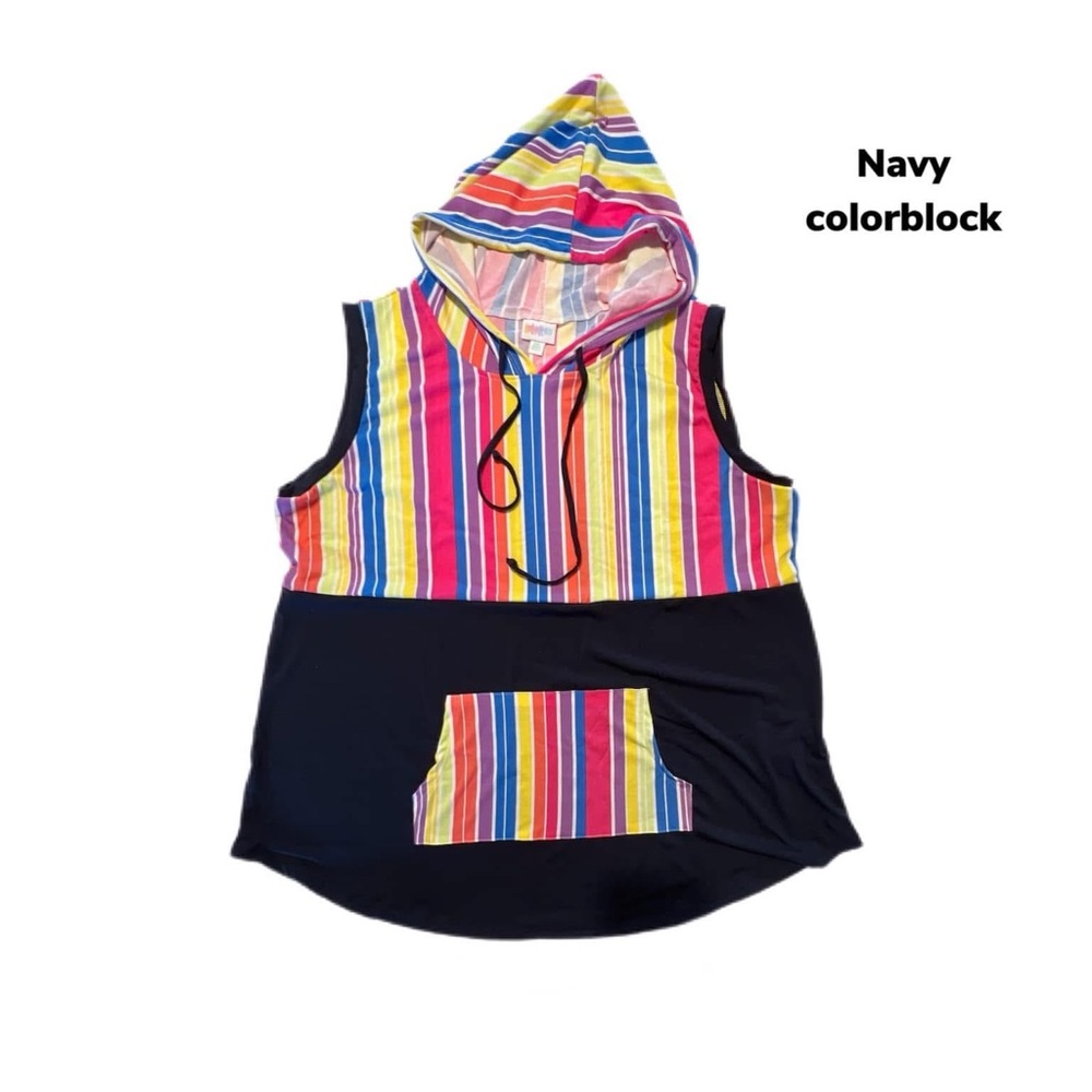 LuLaRoe Britney Multicolor Striped Hoodie Tank